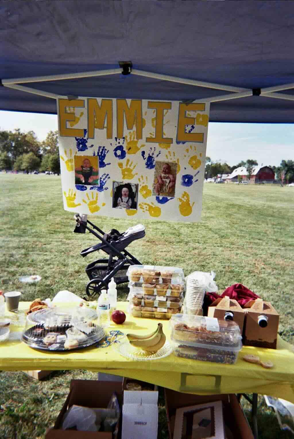 The Breen family’s 2025 tent, stocked with fuel for the day and decorated with all things Emmie